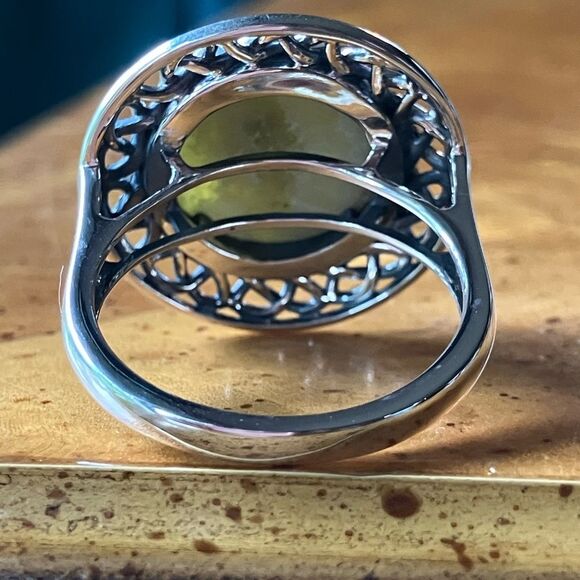 Connemara Marble Sterling Silver Cocktail Ring Size 10 - Picture 5 of 9